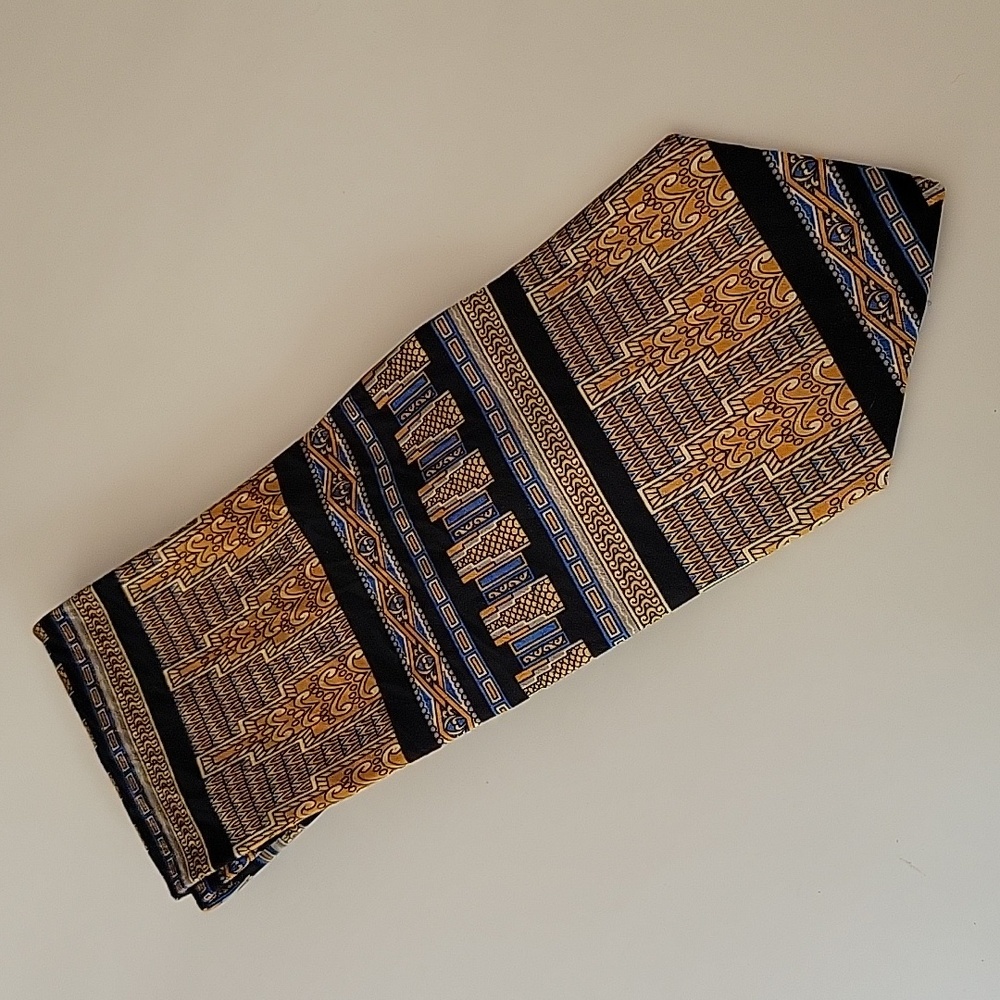 Salvatore Gregorio men's silk tie made in Italy gold blue brown